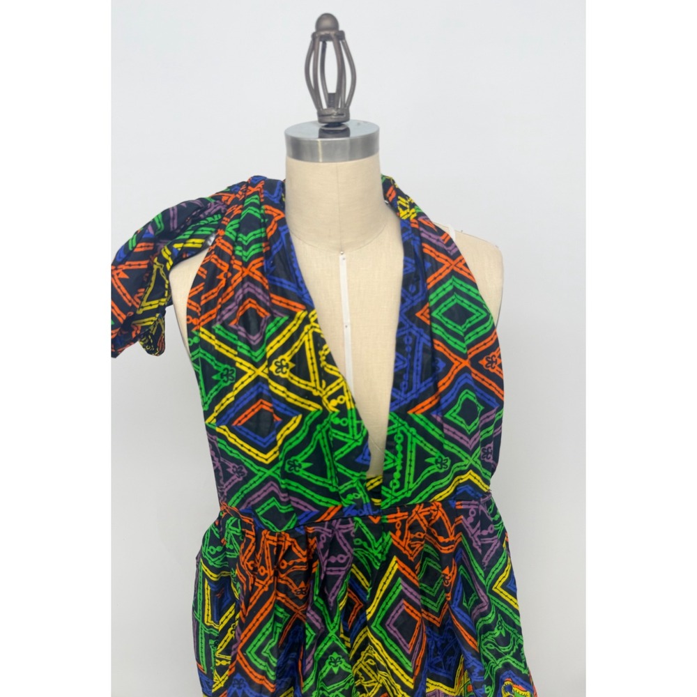 Ace Kouture Women African Geometric Tribal Print Halter Maxi Dress NWT Size L - Picture 9 of 10